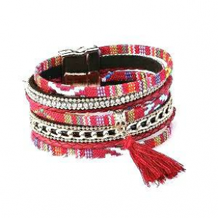 Armband-kristal-leder-band-Rood